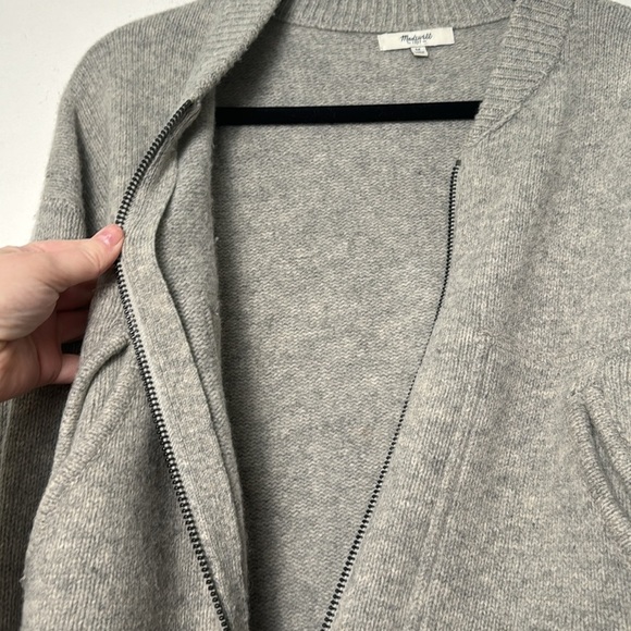 Madewell Gray 100% Wool Zip Up Sweater Cardigan Size Medium - See Description - Picture 8 of 10
